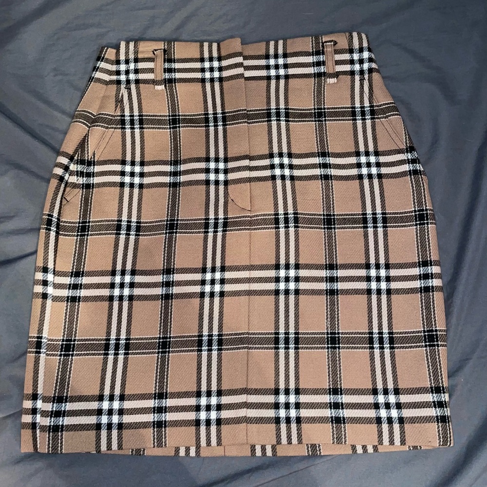 Sandro plaid mini skirt tartan wool camel